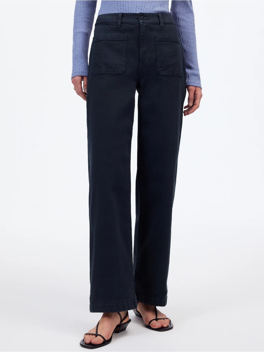 MADEWELL Navy Iconic EMMETT WIDE LEG High Waist Cotton Patch Pocket Pants 23